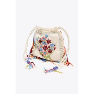 ZARA FLORAL EMBROIDERED BUCKET BAG